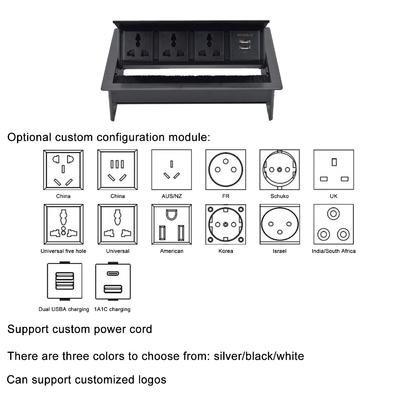 Universal Flip Up Power Socket Cover Desktop Socket with USB-S data port /Tabletop Brush Flip Connectivity Box (Универсальная розетка для подключения с помощью щетки)