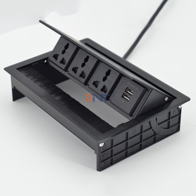 Universal Flip Up Power Socket Cover Desktop Socket with USB-S data port /Tabletop Brush Flip Connectivity Box (Универсальная розетка для подключения с помощью щетки)