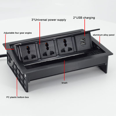 Universal Flip Up Power Socket Cover Desktop Socket with USB-S data port /Tabletop Brush Flip Connectivity Box (Универсальная розетка для подключения с помощью щетки)