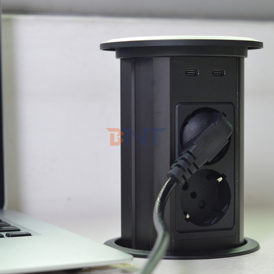 Электрические всплывающие розетки двойной дизайн 4 AC розетки с двойным USB A + C + беспроводное зарядное устройство для офиса
