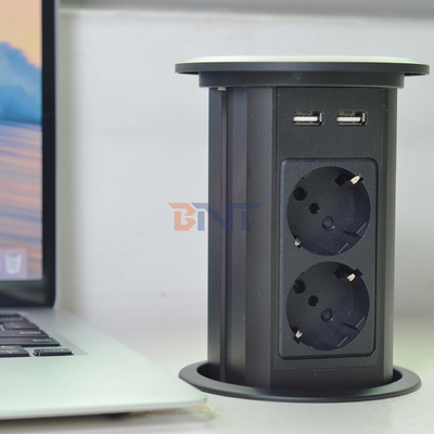 Электрические всплывающие розетки двойной дизайн 4 AC розетки с двойным USB A + C + беспроводное зарядное устройство для офиса