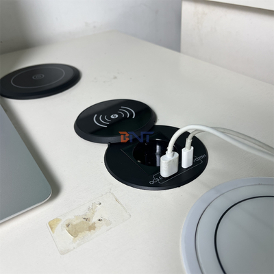 Офисная мебель круглое Qi беспроводное зарядное устройство с EU розеткой и USB a + c для дивана кофейный стол зарядная станция