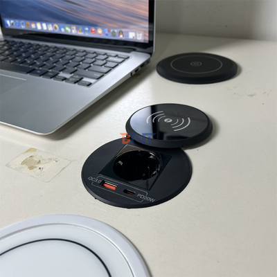 Офисная мебель круглое Qi беспроводное зарядное устройство с EU розеткой и USB a + c для дивана кофейный стол зарядная станция