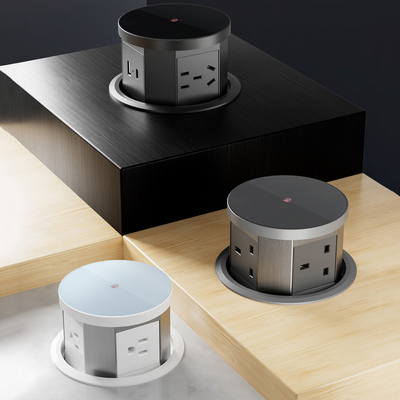 Вставленный настольный всплывающий скрытый разъем питания с портом USB AC Кухонный разъем 16A с беспроводным быстрым зарядным устройством для офиса