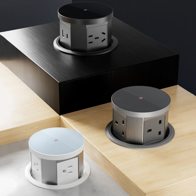 Вставленный настольный всплывающий скрытый разъем питания с портом USB AC Кухонный разъем 16A с беспроводным быстрым зарядным устройством для офиса
