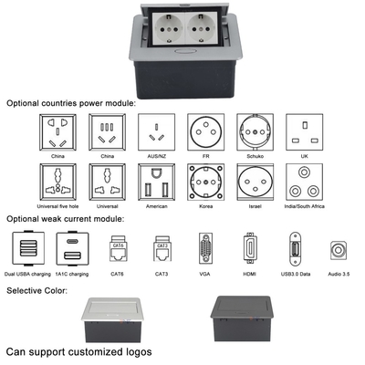 OEM/ODM Modern Office Essential BNT Popup Power Socket с 2 встроенными выходами переменного тока