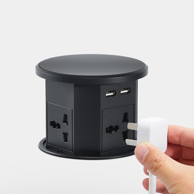 OEM/ODM Smart Pop-Up Power Outlet Алюминиевый столовой розетка с 4 выходами AC & 2 портами USB Стандарт IP44 для зарядки