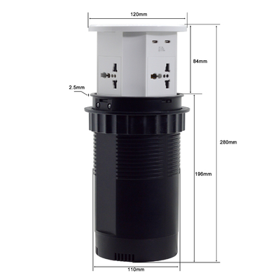 OEM/ODM Smart Pop-Up Power Outlet Алюминиевый столовой розетка с 4 выходами AC & 2 портами USB Стандарт IP44 для зарядки