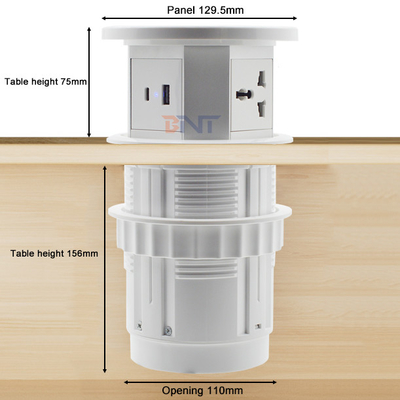 OEM/ODM Smart Pop-Up Power Outlet Алюминиевый столовой розетка с 4 выходами AC & 2 портами USB Стандарт IP44 для зарядки