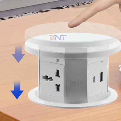 OEM/ODM Smart Pop-Up Power Outlet Алюминиевый столовой розетка с 4 выходами AC & 2 портами USB Стандарт IP44 для зарядки