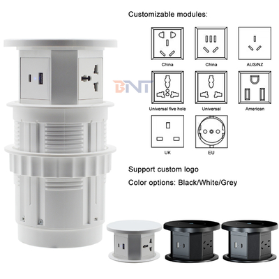 OEM/ODM Smart Pop-Up Power Outlet Алюминиевый столовой розетка с 4 выходами AC & 2 портами USB Стандарт IP44 для зарядки