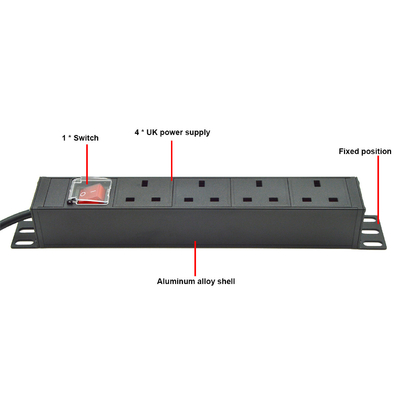 PDU 4-портные розетки SPD защитник от перенапряжения Расширение розетки 3250W с переключателем включения/выключения и кабелем питания