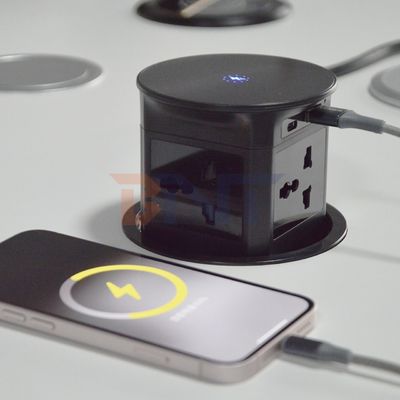 Беспроводное зарядное устройство BNT Автоматическое Пневматическое Восходящее кухонное раковина Кран Новый дизайн столового стола 4 розетки Современный автоматический