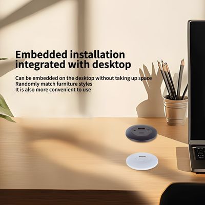 Пластиковая врезная настольная розетка с портами зарядки USB A+C