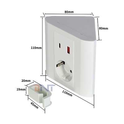 Портативный настольный EU-сокет для офиса и дома IP44 с выходом USB A + C для нескольких устройств