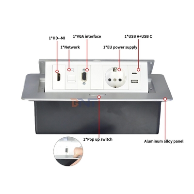 Алюминиевый сплав Pop-up Tabletop Power Socket EU Power Socket с модульной конфигурацией