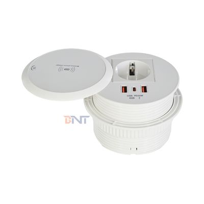 Встраиваемая розетка для стола или дивана, стандарт ЕС, с 2 портами Type A + 1 портом Type C для зарядки