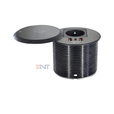 Встраиваемая розетка для стола или дивана, стандарт ЕС, с 2 портами Type A + 1 портом Type C для зарядки