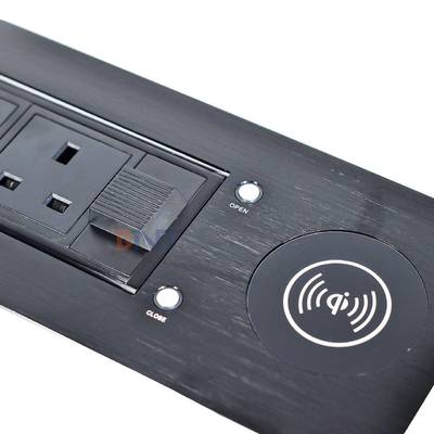 Великобритания Стандартный пользовательский AC Power Socket Desktop Встроенный электрический Flip Socket с 2 розетками 1 USB & 1 Type C & 1 Беспроводное зарядное устройство