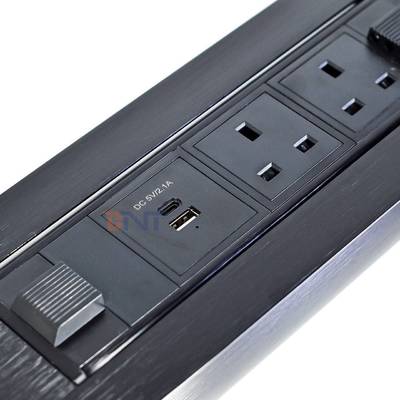 Великобритания Стандартный пользовательский AC Power Socket Desktop Встроенный электрический Flip Socket с 2 розетками 1 USB & 1 Type C & 1 Беспроводное зарядное устройство