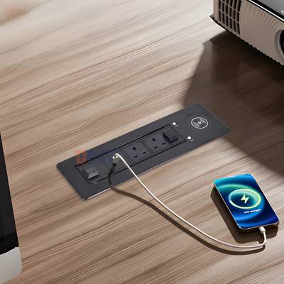 Великобритания Стандартный пользовательский AC Power Socket Desktop Встроенный электрический Flip Socket с 2 розетками 1 USB & 1 Type C & 1 Беспроводное зарядное устройство
