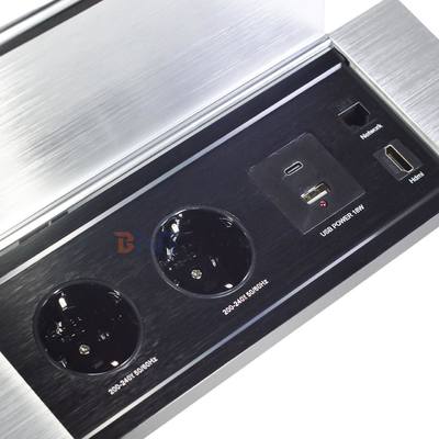Hiddden Flip дизайн настольный разъем питания с двумя EUAC розетками USB A + C HDMI сеть