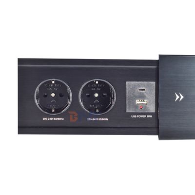 Выдвижная настольная электрическая розетка Euro с 2 розетками переменного тока USB A+C IP44, номинальный ток 16 А, для офиса, стандарт вилки ЕС