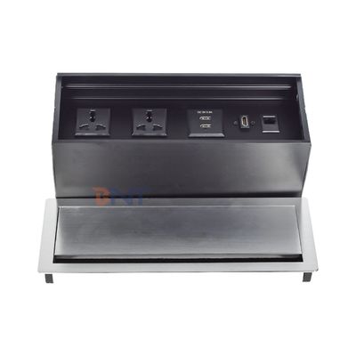 Фабричная цена Настольная щетка Настольная щетка Flip Cover розетка с 2*Универсальным питанием, 2*USB A, 1*Сеть, 1*HDMI